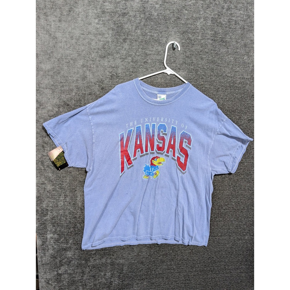 47 Brand Vintage Tubular University of Kansas Jayhawks T-Shirt Blue 2XL 1719